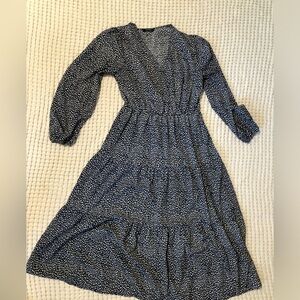 PRETTYGARDEN Womens Long Sleeve Wrap V Neck Blue Maxi Dress size large